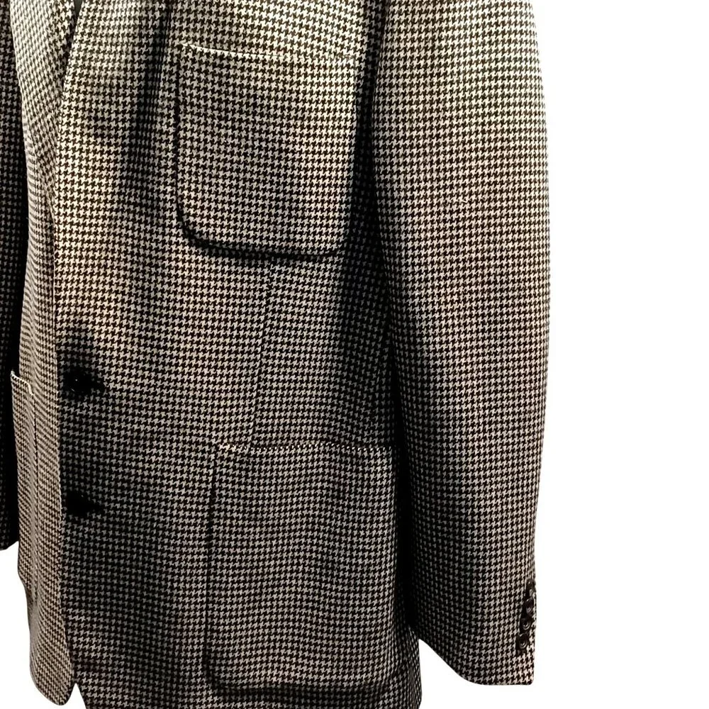 VTG Linett LMT Wool Blazer Dark Academia Poetcore Houndstooth Jacket Mens SZ 44